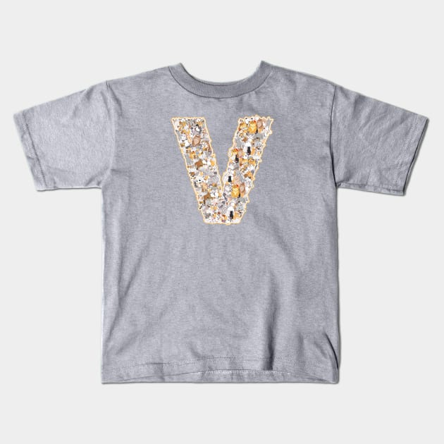 cat letter V(the cat forms the letter V) Kids T-Shirt by lord cobra